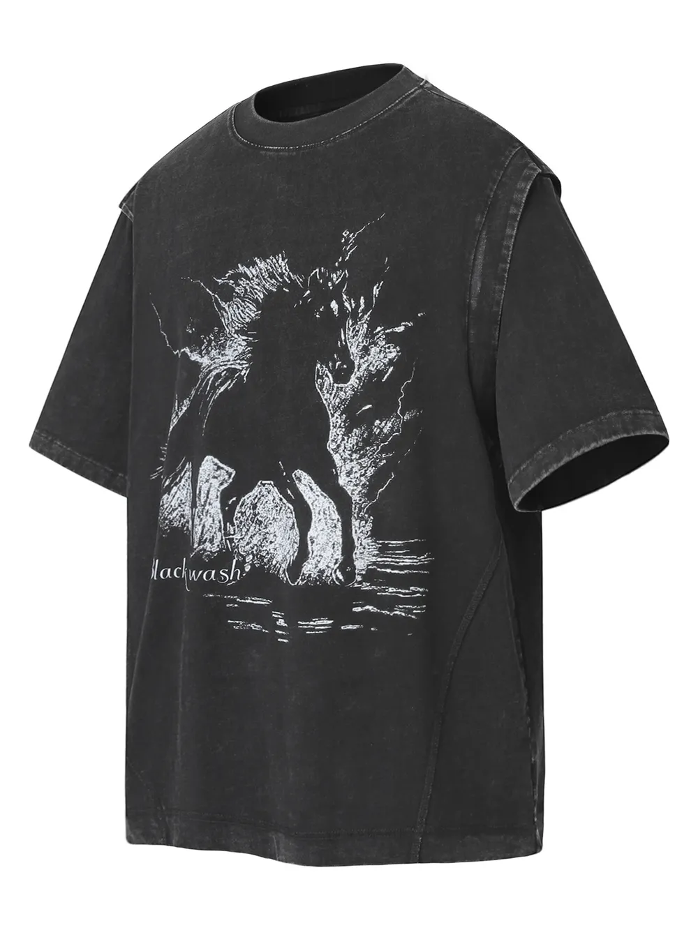 Men's Wash Graphic Round Neck T-Shirt, image 2