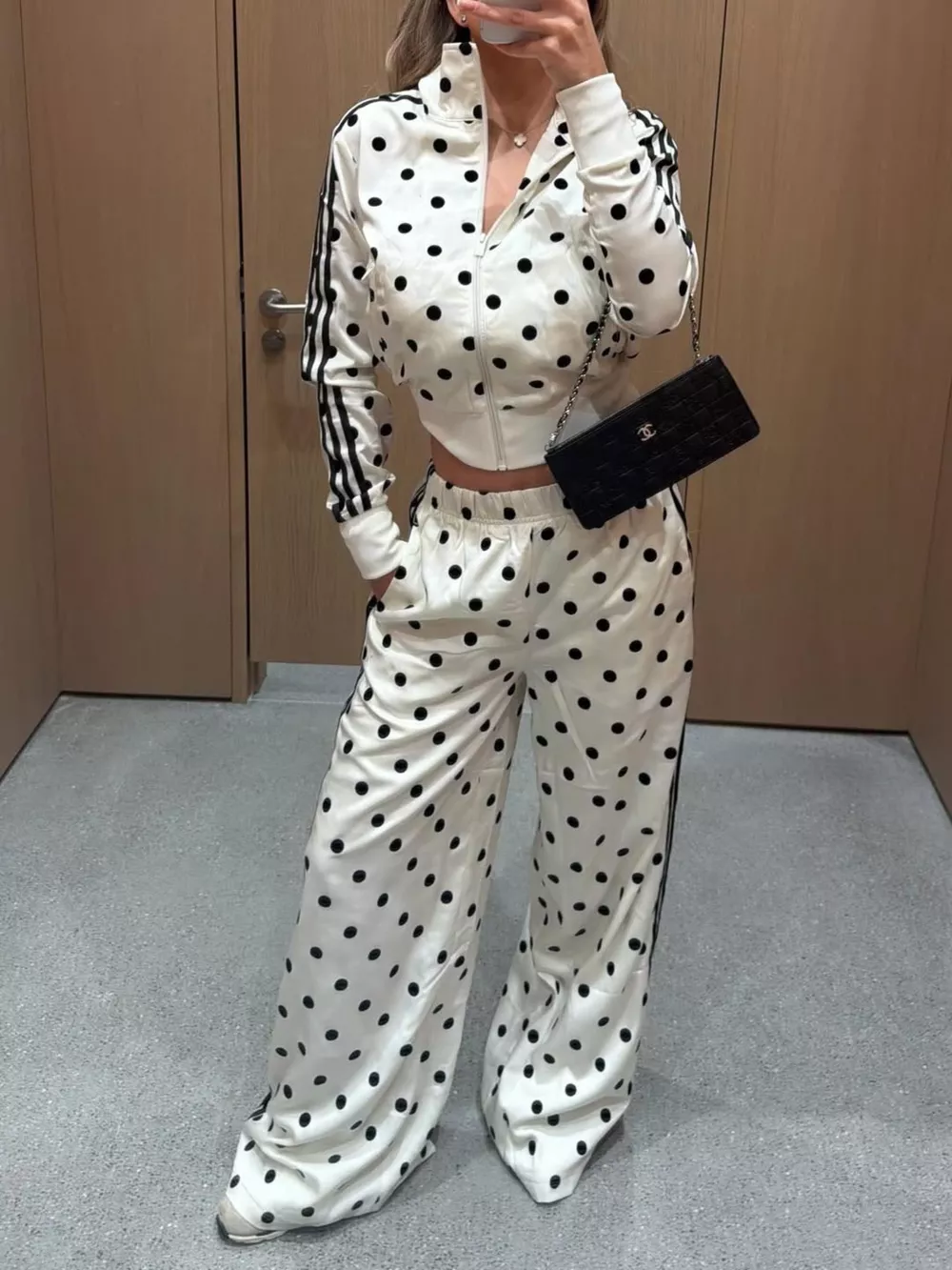 Polka Dot Side Striped Outerwear and Pants Set, image 13