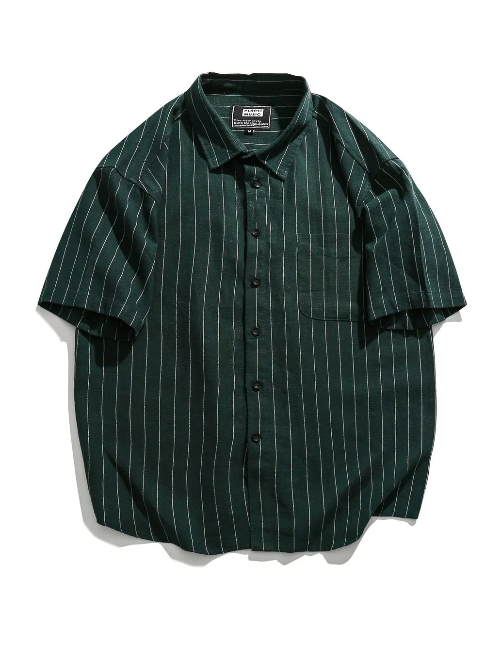 Men's Striped Button Up Short Sleeve Shirt, image 2