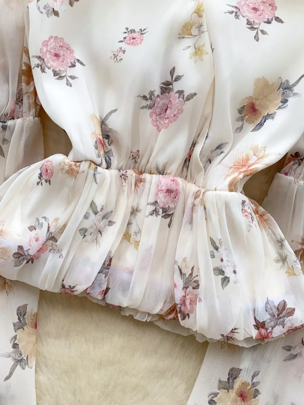 Floral Print Chiffon Balloon Sleeve Blouse, image 6