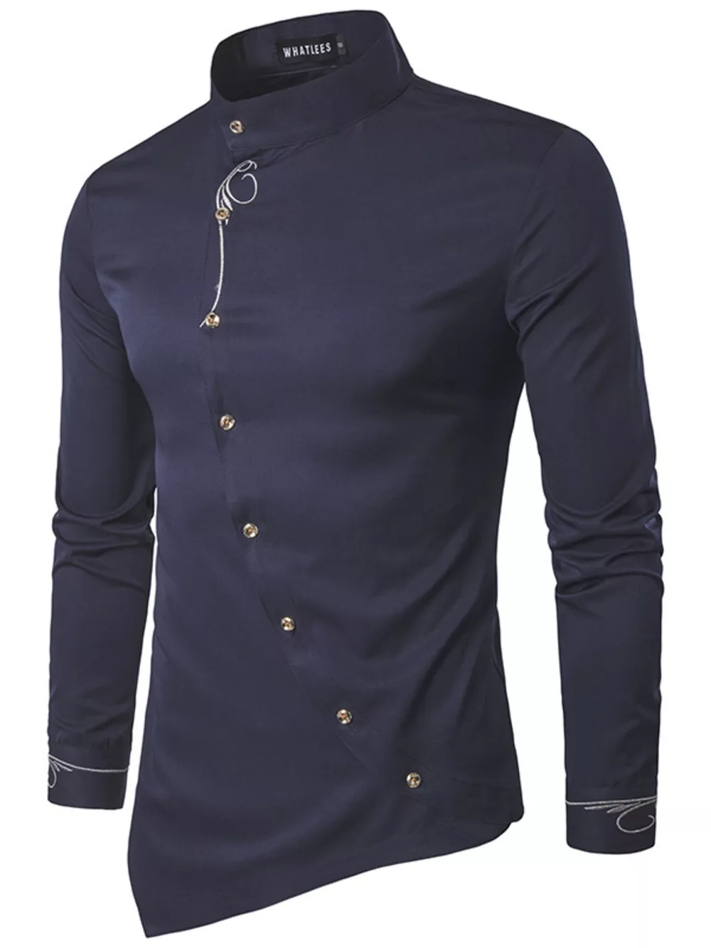 Men's Asymmetric Button-Down Slim Fit Shirt