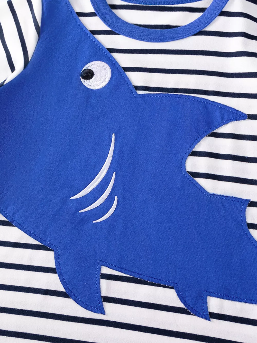 Children's Shark Applique Striped T-Shirt & Shorts Set, image 2