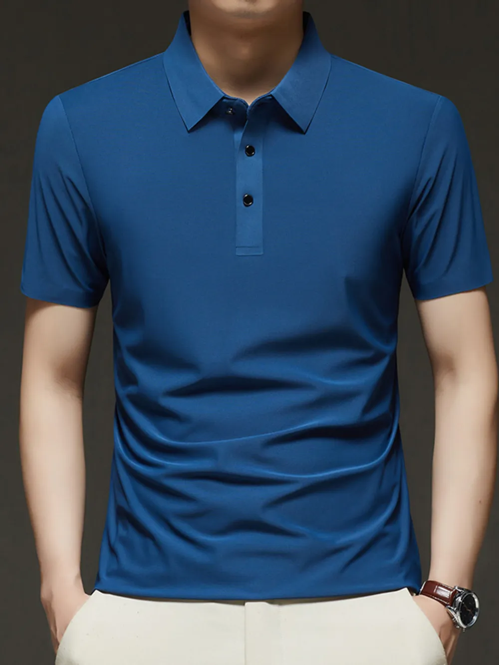 Men's Plus Size Button Detail Short Sleeve Polo, image 5