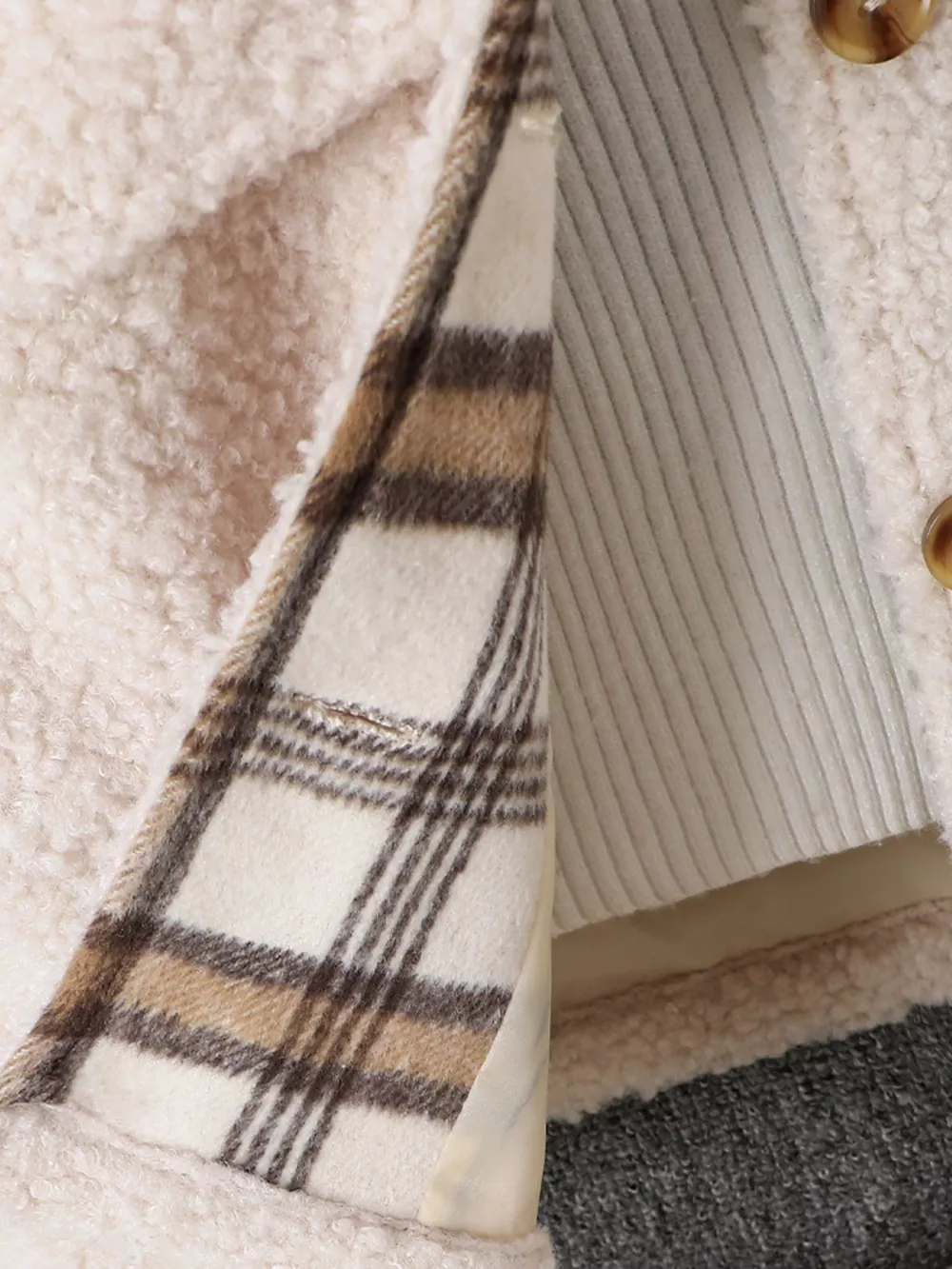 Children's Cozy Plaid Sleeve Fleece Jacket, image 5