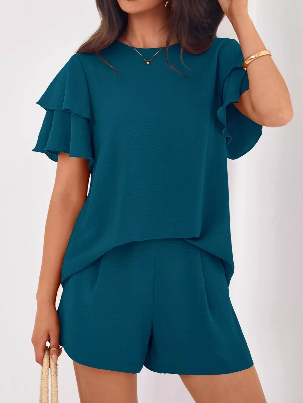 Ruffle Sleeve Top and Shorts Two-Piece Set, image 20