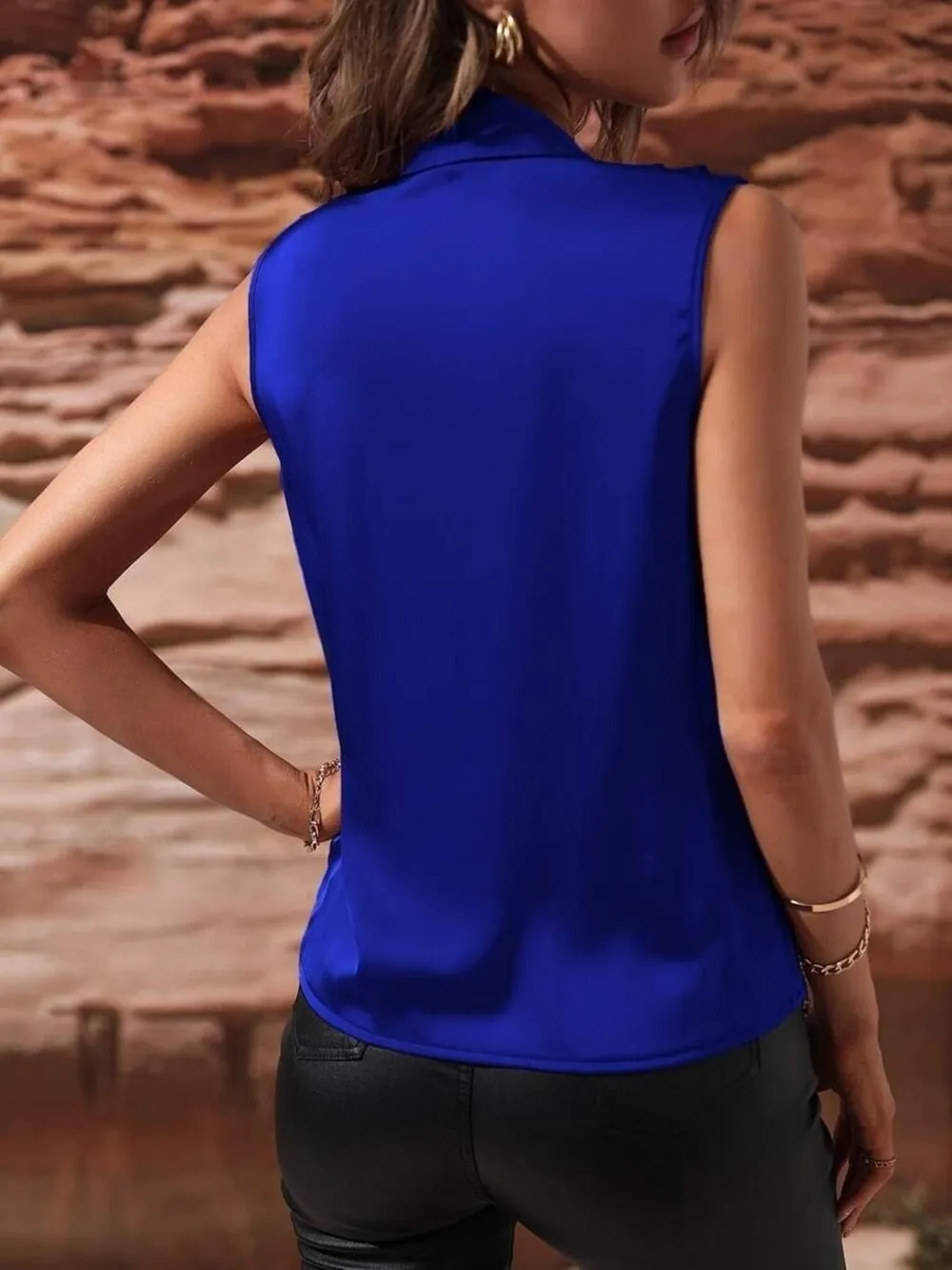 Sleeveless Wrap Draped Blouse, image 12