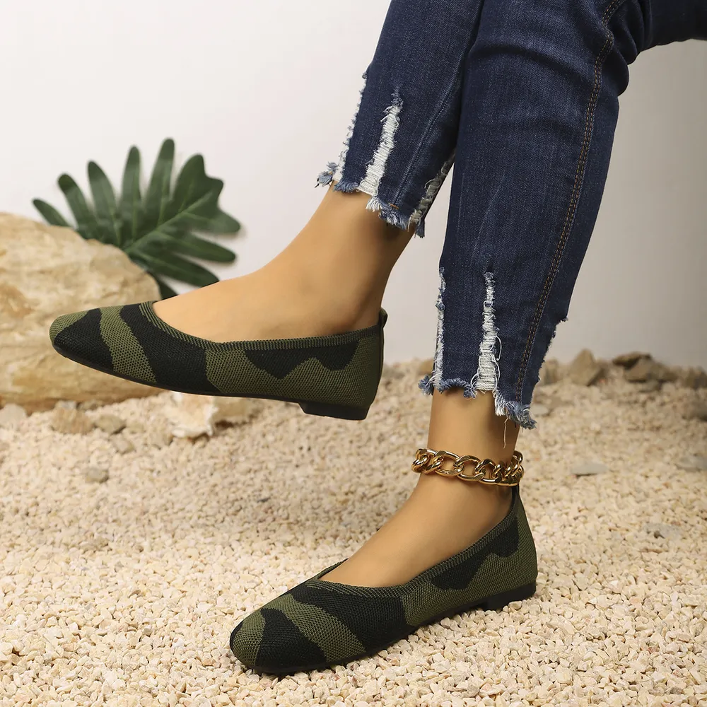 Camouflage Mesh Knit Flat Loafers, image 6