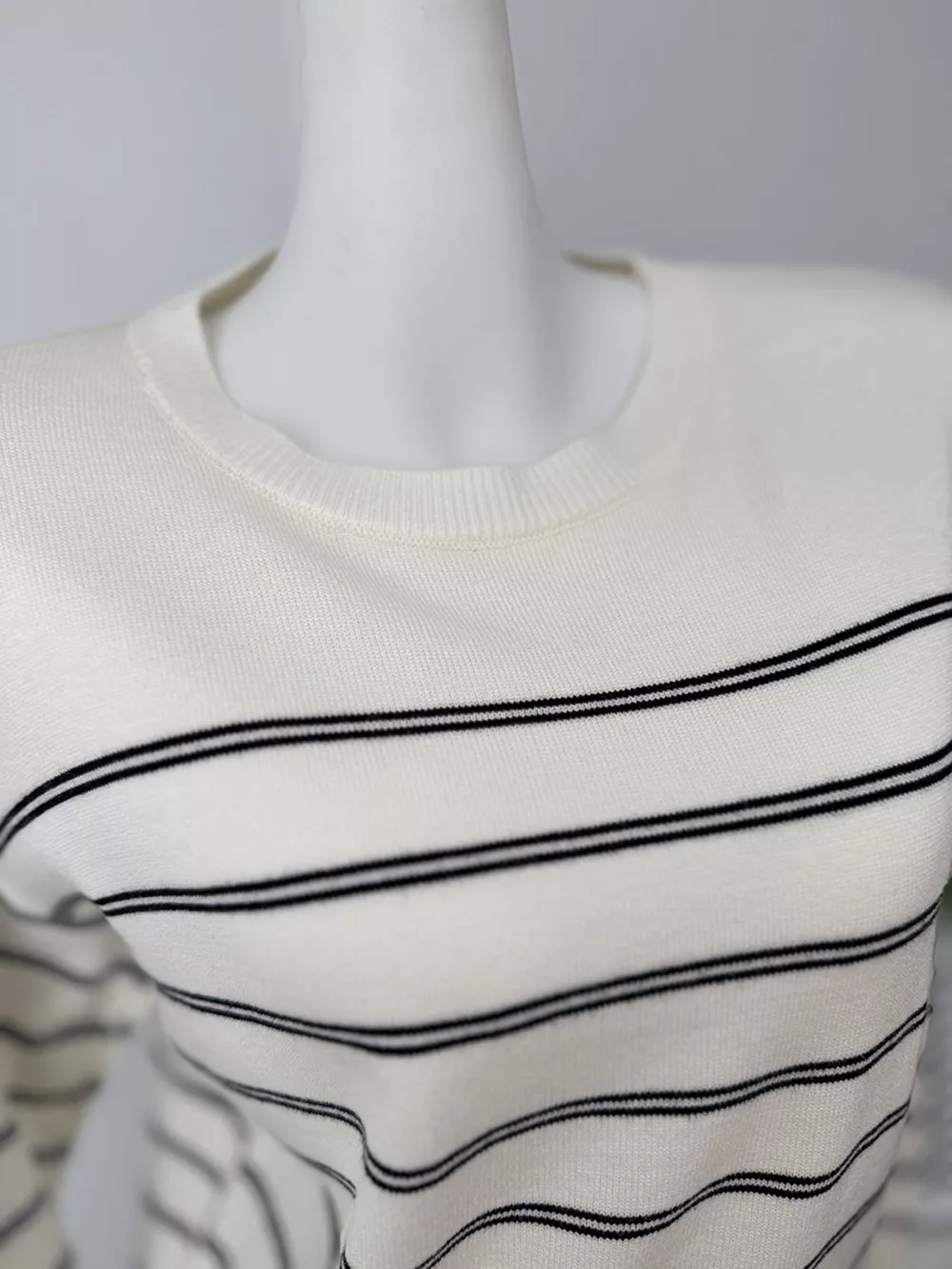 Classic Striped Crewneck Knit Top with Layered Sweater Detail, image 11