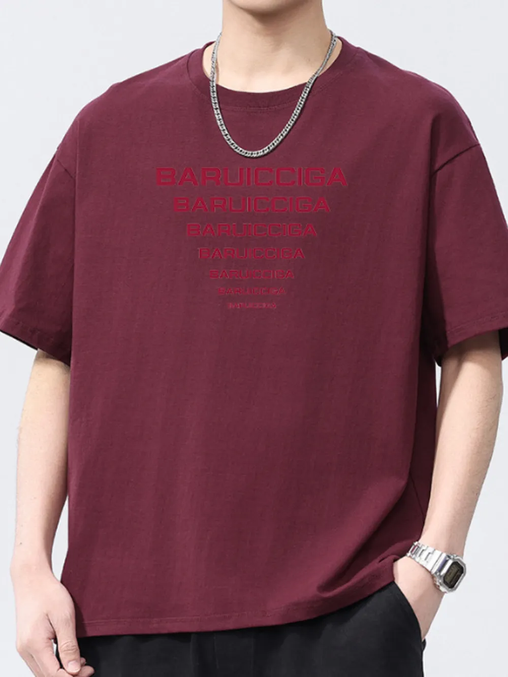 Men's Full Size Letter Round Neck Short Sleeve T-Shirt Plus Size, image 8