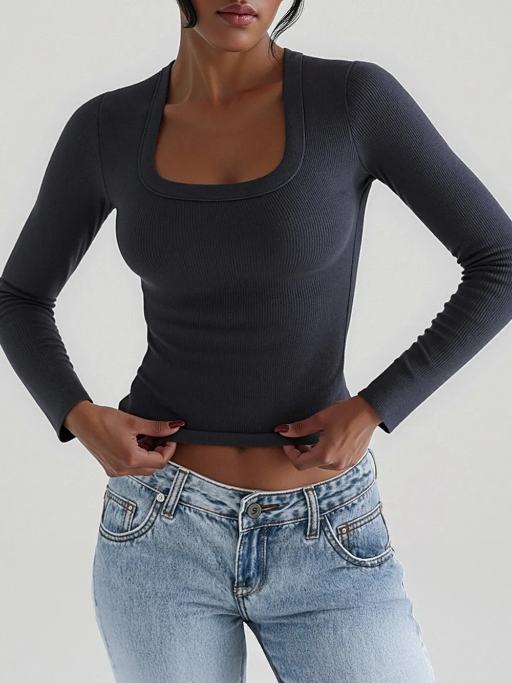 Square Neck Long Sleeve T-Shirt, image 12