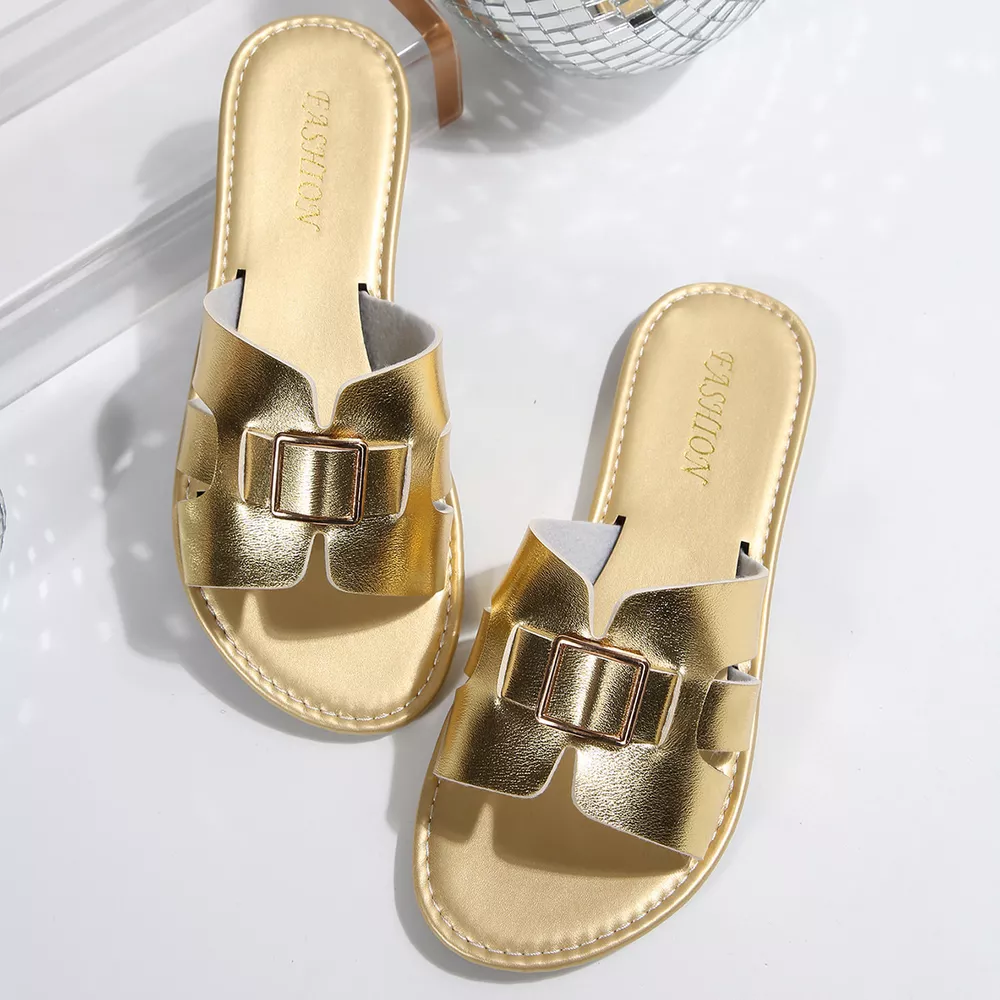 Elegant Buckle Slide Sandals, image 4