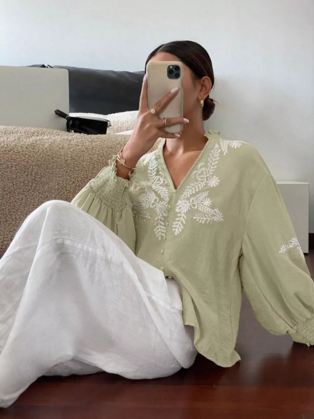 Embroidered Long Sleeve Blouse, image 9