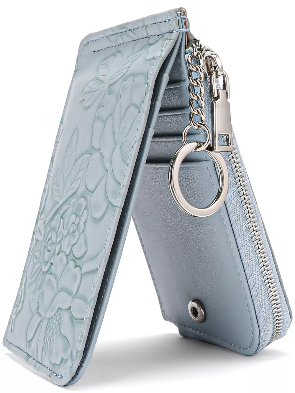 Embossed Floral Leather Bifold Wallet, image 6