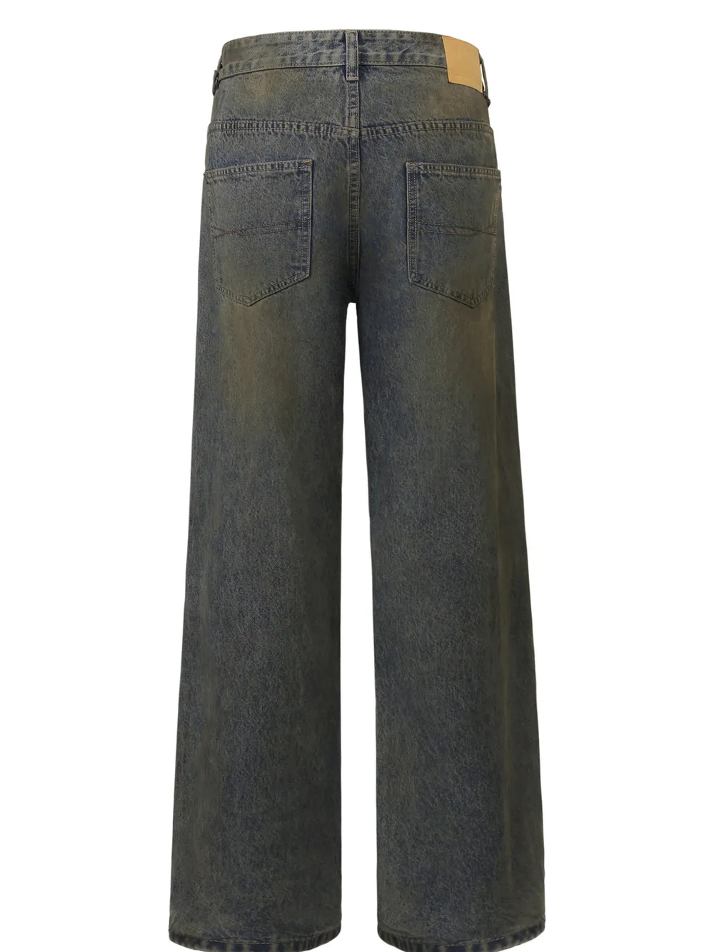 Men's Distressed Wide Leg Vintage Wash Jeans, image 3
