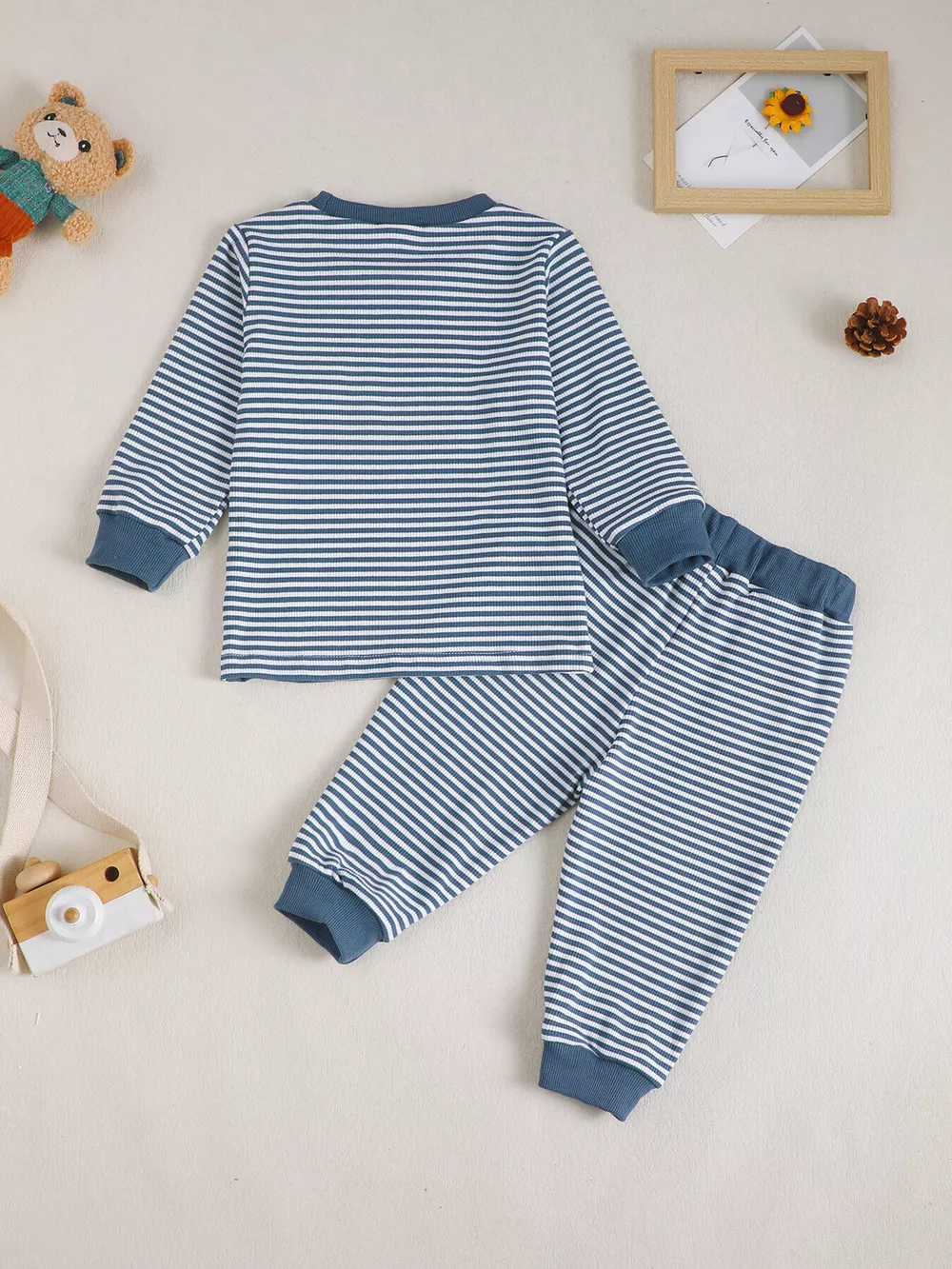 Children's Bear Striped Top and Pants Set, image 12