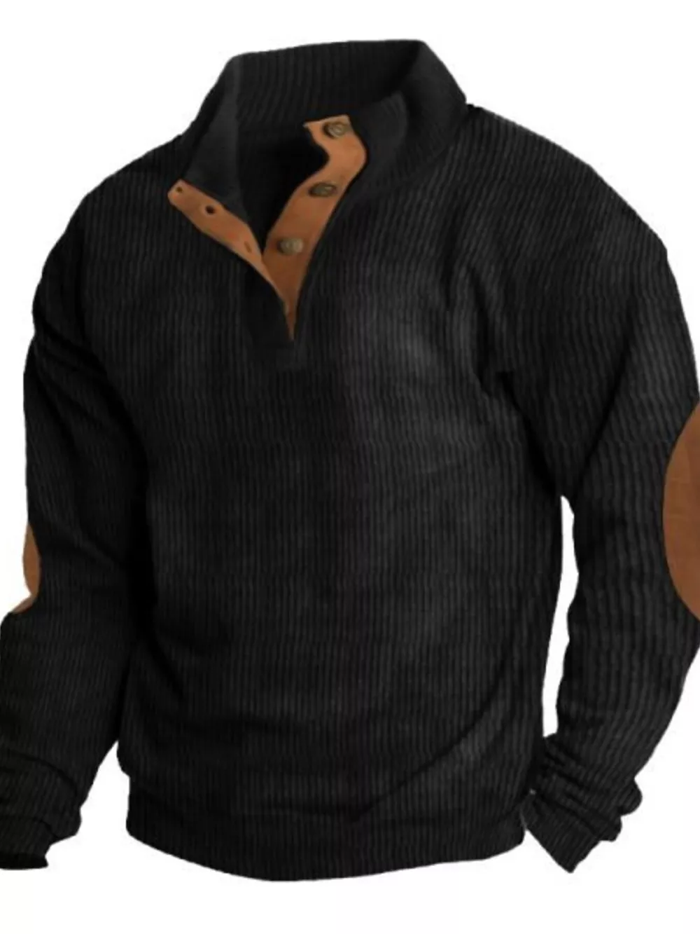 Men's Full Size Button Detail Long Sleeve Sweatshirt Plus Size, image 6