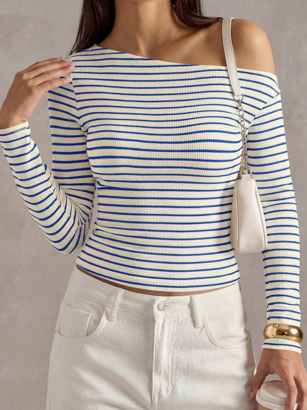 Striped Ribbed Long Sleeve T-Shirt, image 7