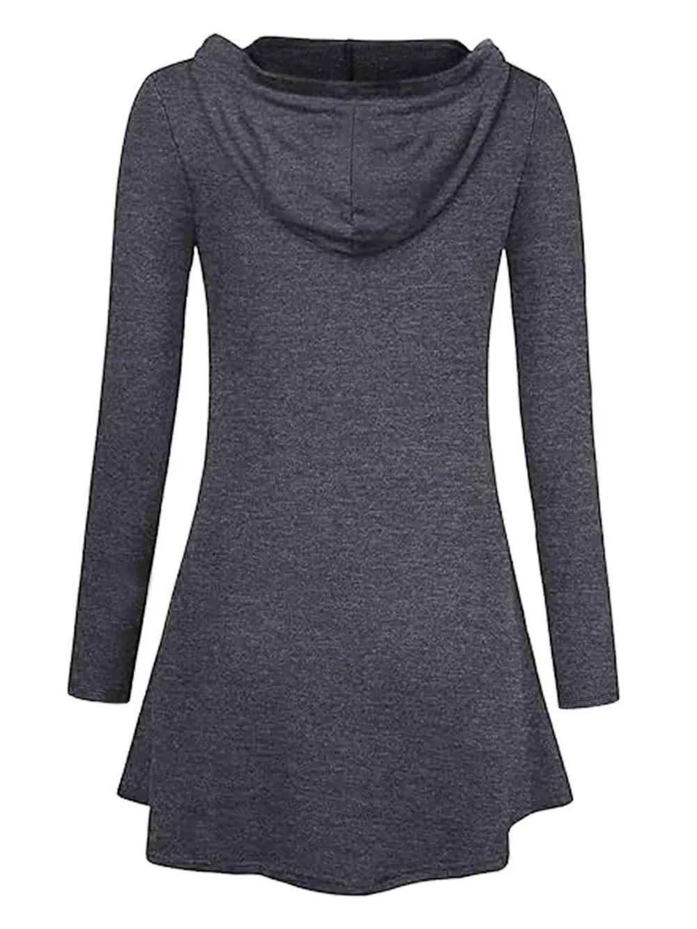 Longline Hooded Zip-Up Cardigan Coat with Flared Hem, image 2