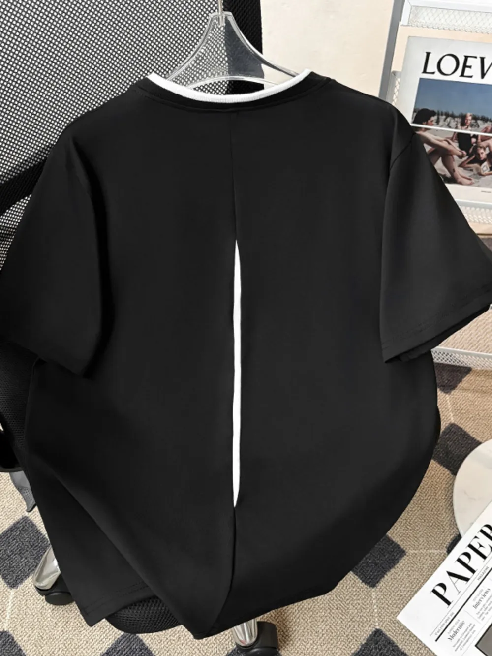 Men's Plus Size Contrast Trim Round Neck Short Sleeve T-Shirt, image 2