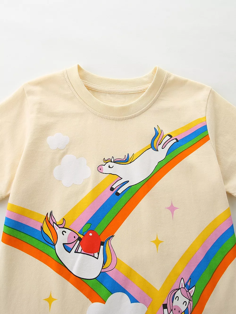Children's Rainbow Unicorn Graphic Round Neck T-Shirt, image 3