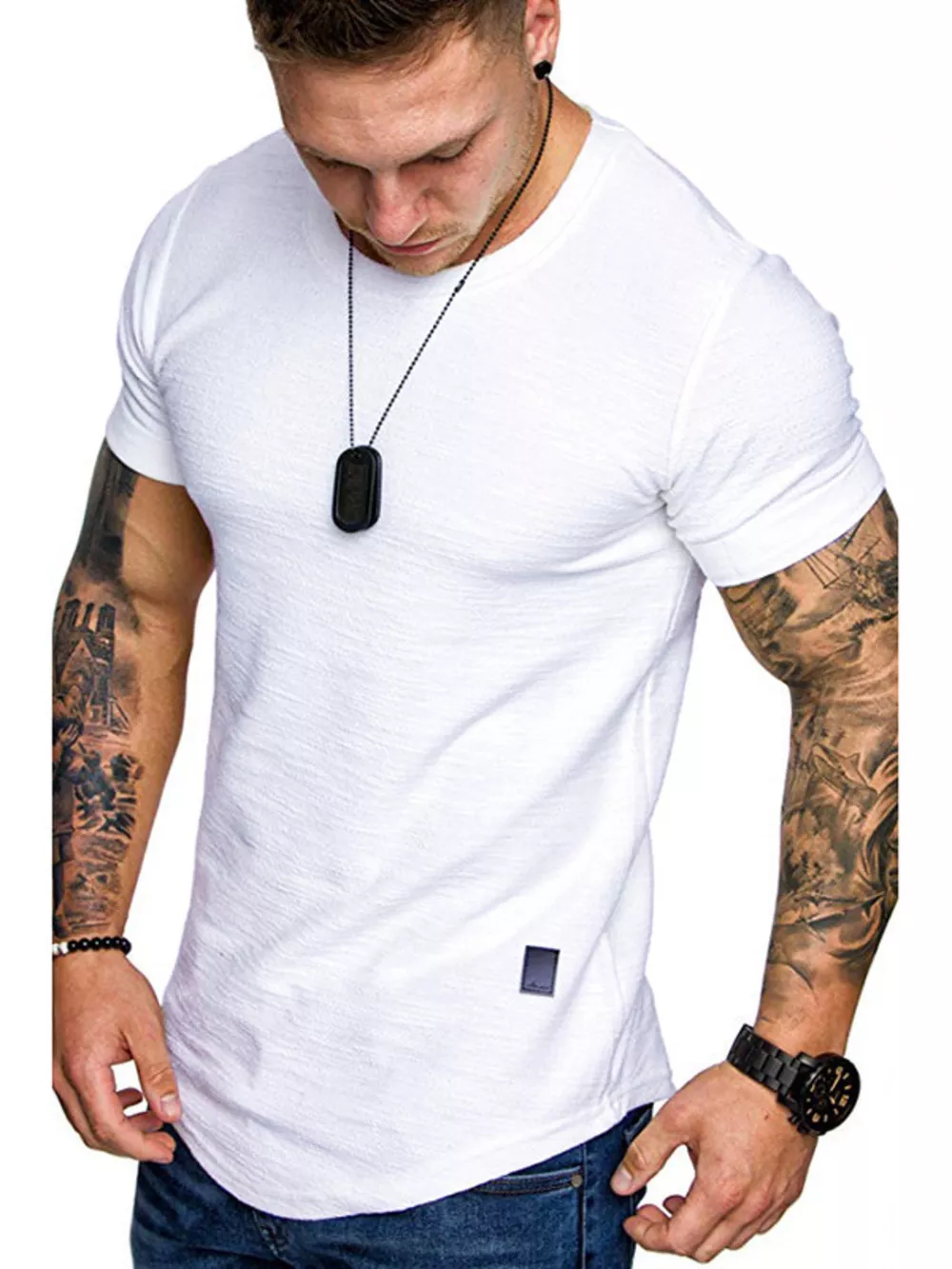 Men's Round Neck Slim Fit Casual T-Shirt, image 9