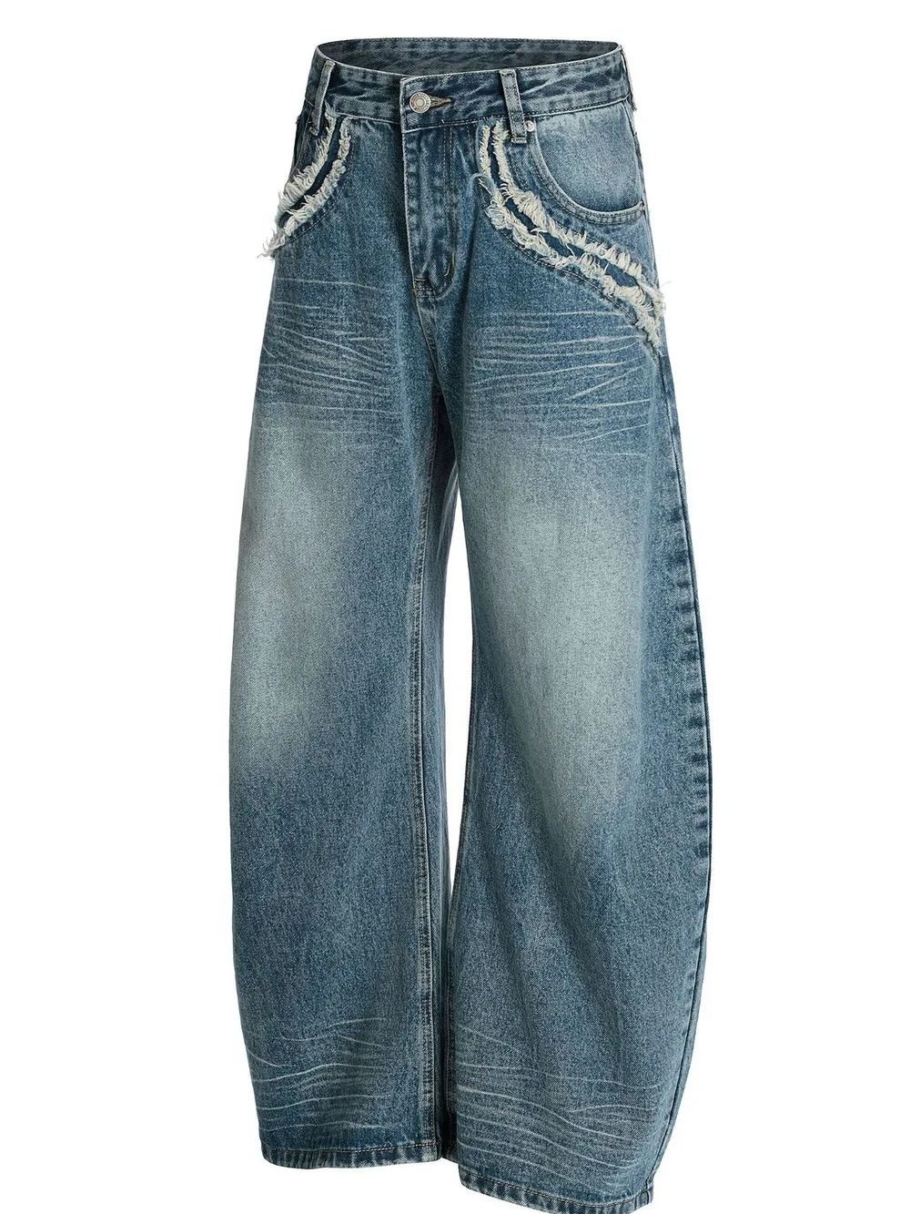 Men's Wide-Leg Vintage Wash Jeans, image 2