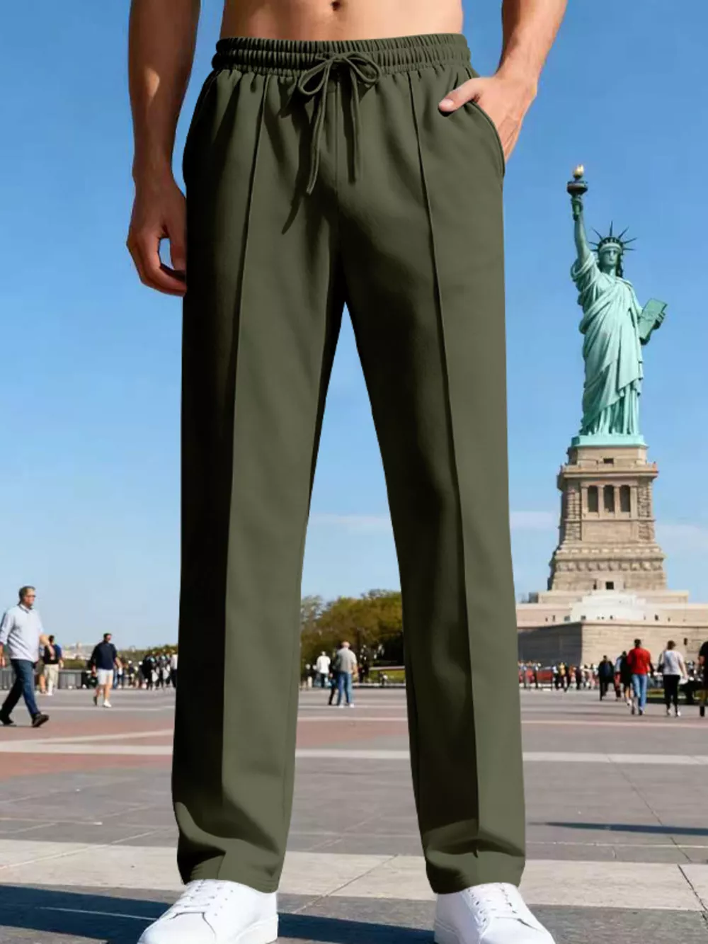 Men's Full Size Drawstring Straight Leg Pants Plus Size, image 18
