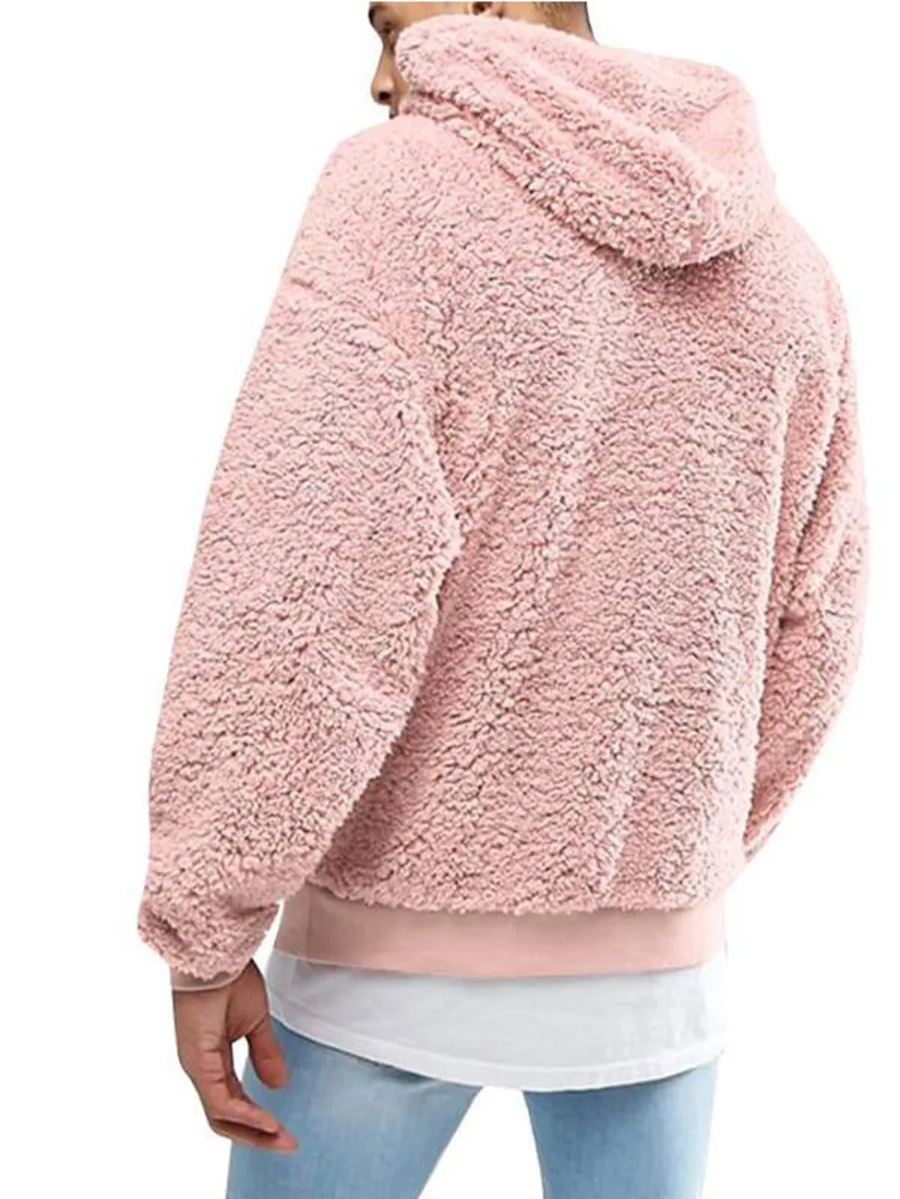 Men's Full Size Drawstring Sherpa Fleece Long Sleeve Hoodie Plus Size, image 5