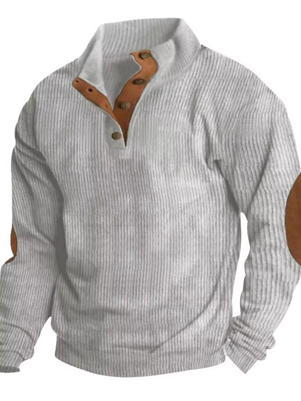 Men's Full Size Button Detail Long Sleeve Sweatshirt Plus Size, image 4