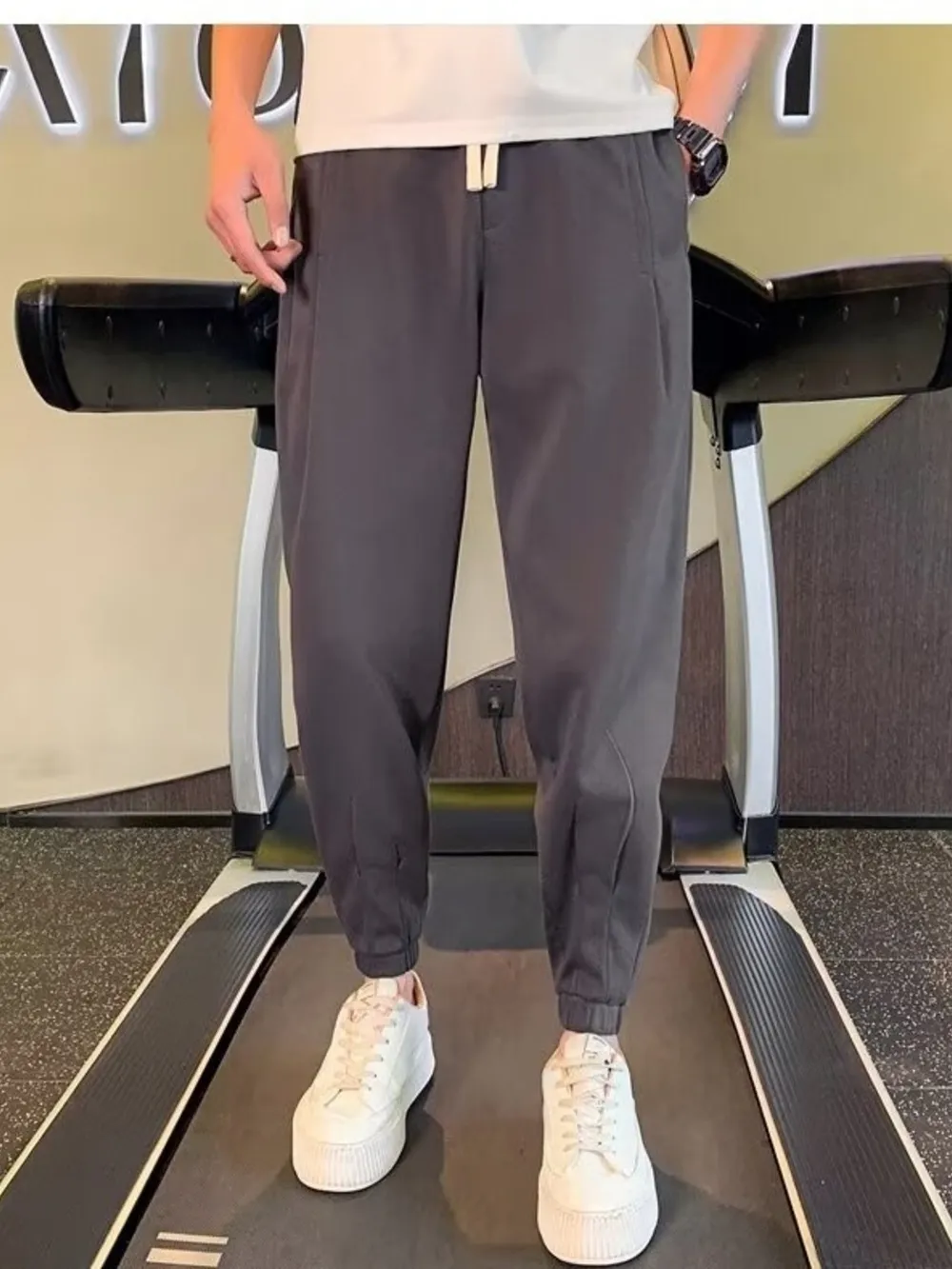 Men's Plus Size Drawstring Wide Leg Joggers, image 3