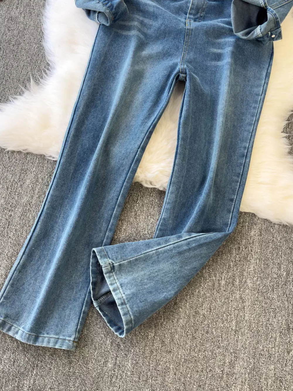 Button Front Wide Leg Denim Jumpsuit, image 9