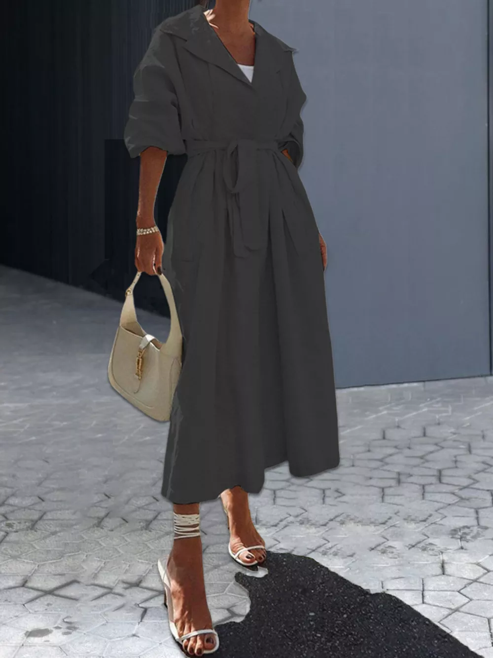 Tie Waist Midi Shirt Dress, image 15