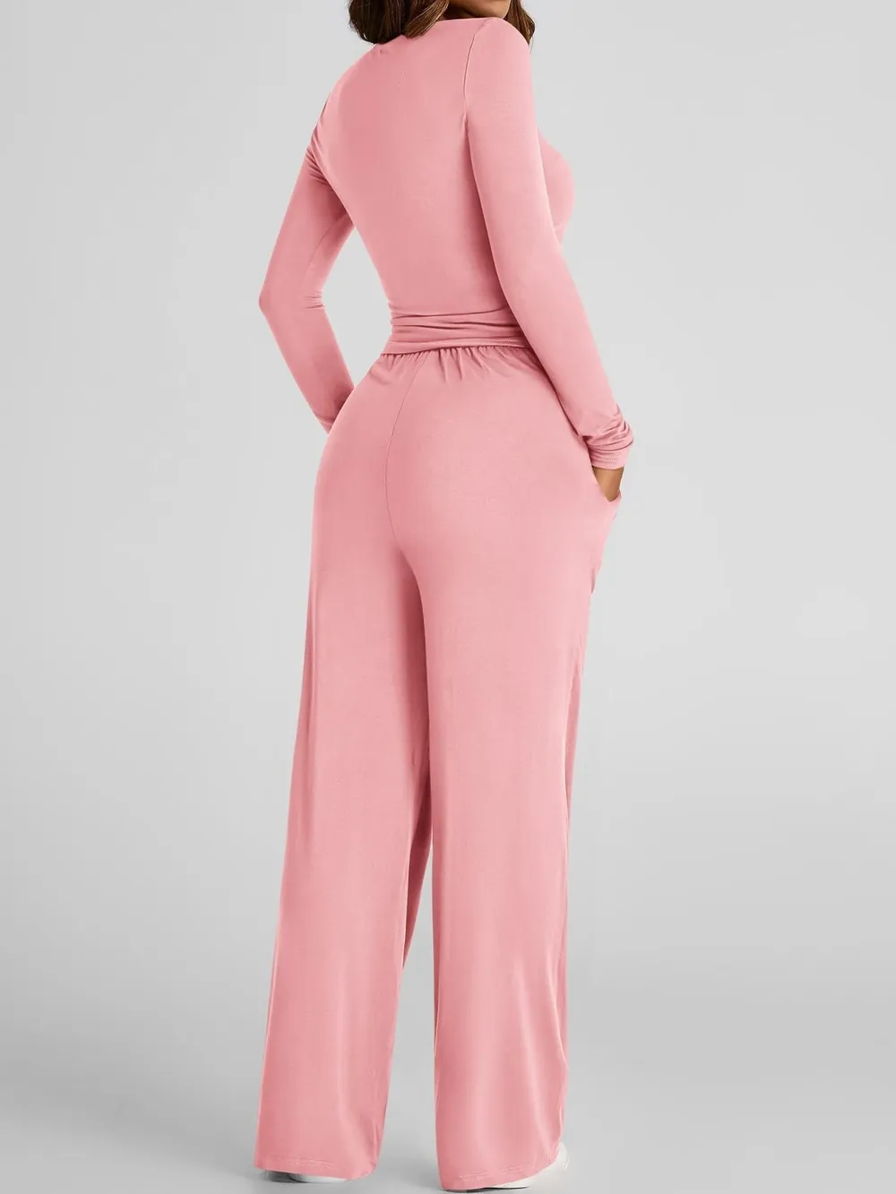 Round Neck Long Sleeve Top and Pants Set, image 8