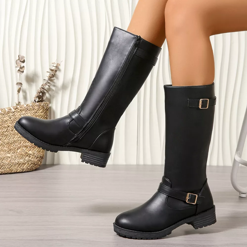 Round Toe Block Heels Boots, image 9