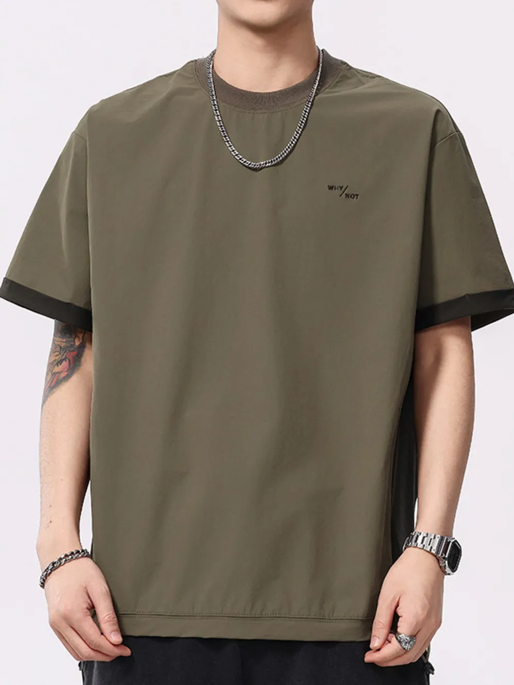 Men's Plus Size Round Neck Oversized Cotton T-Shirt, image 4