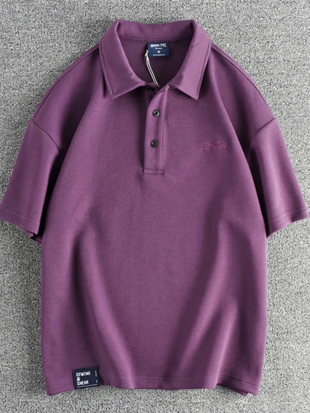 Men's Plus Size Button Detail Short Sleeve Polo, image 2
