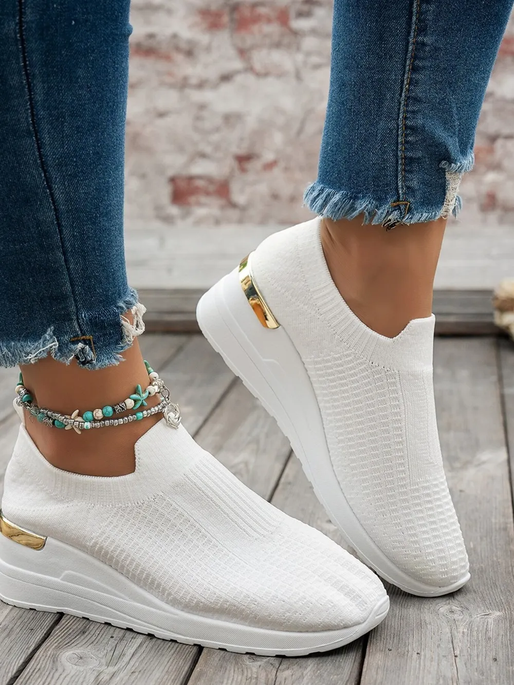 Round Toe Wedge Sneakers, image 9