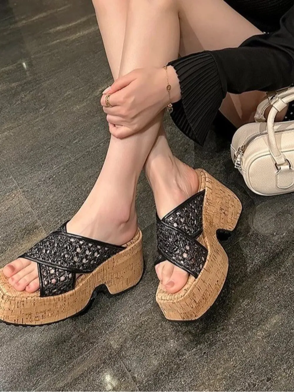 Hollow Out Mesh Platform Sandals, image 7