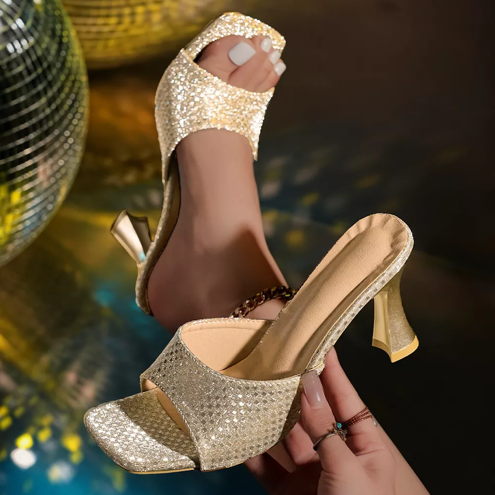 Open Toe Flare Heel Sandals, image 7