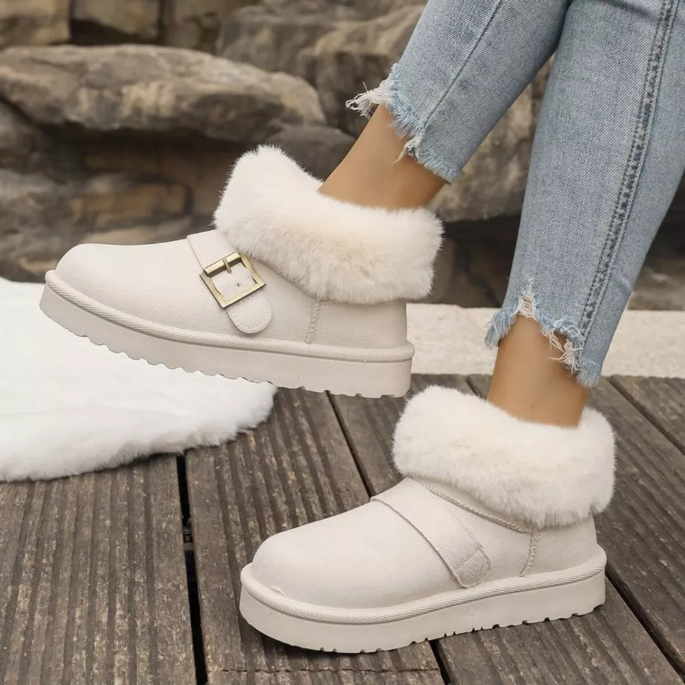 Fuzzy Trim Buckle Accent Winter Boots, image 10