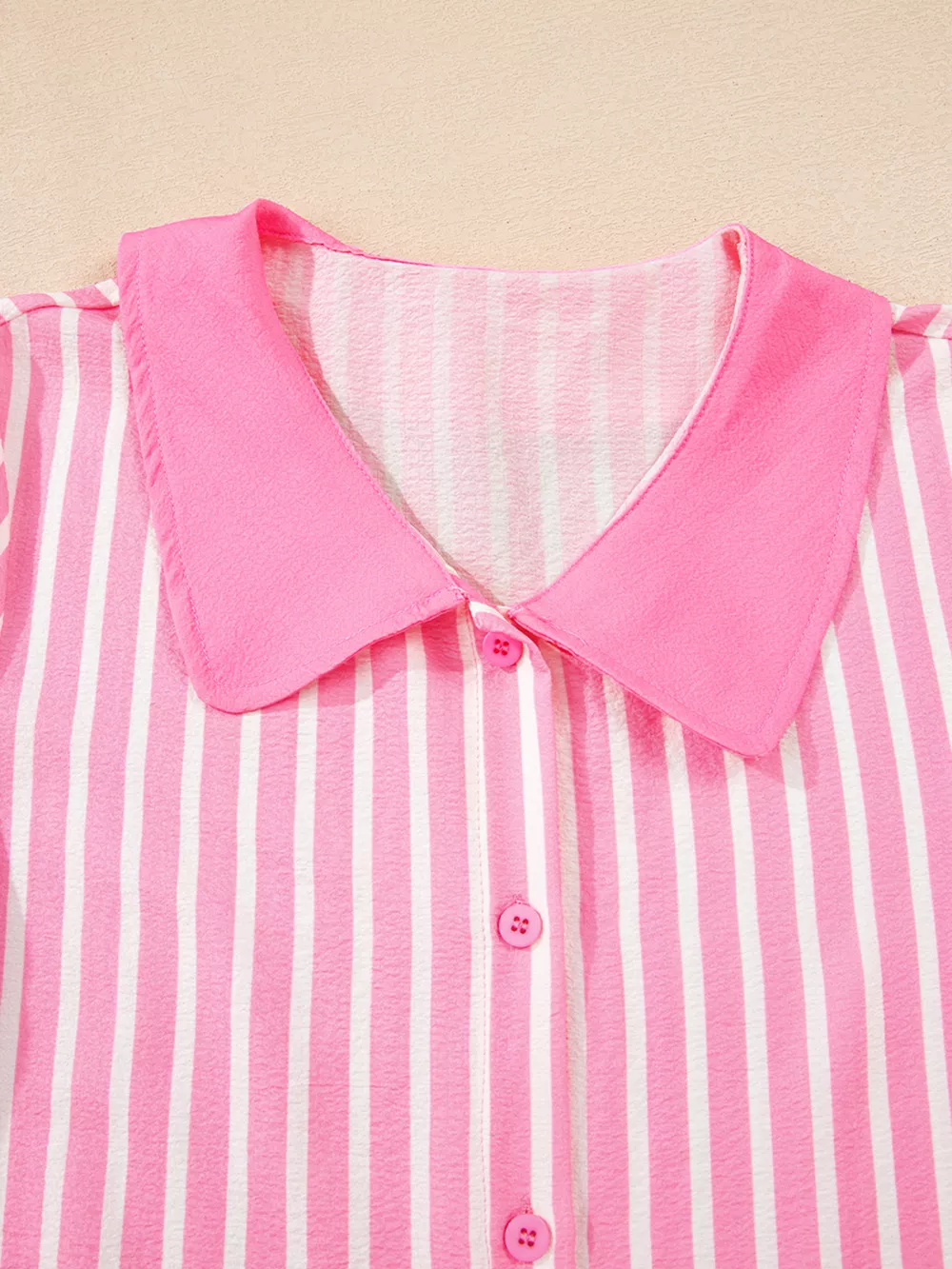 Stripe Buttoned Front Long Sleeve Top and Pants 2 Piece Sleepwear, image 8