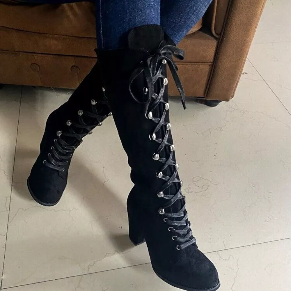 Lace Up Block Heels Boots, image 6
