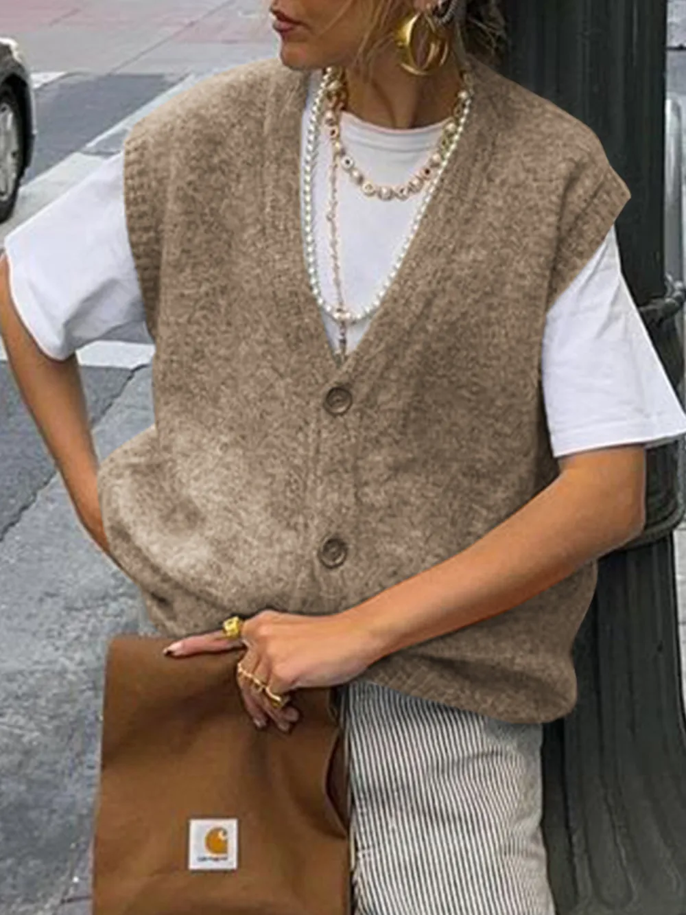 Button-Front Sweater Vest, image 3
