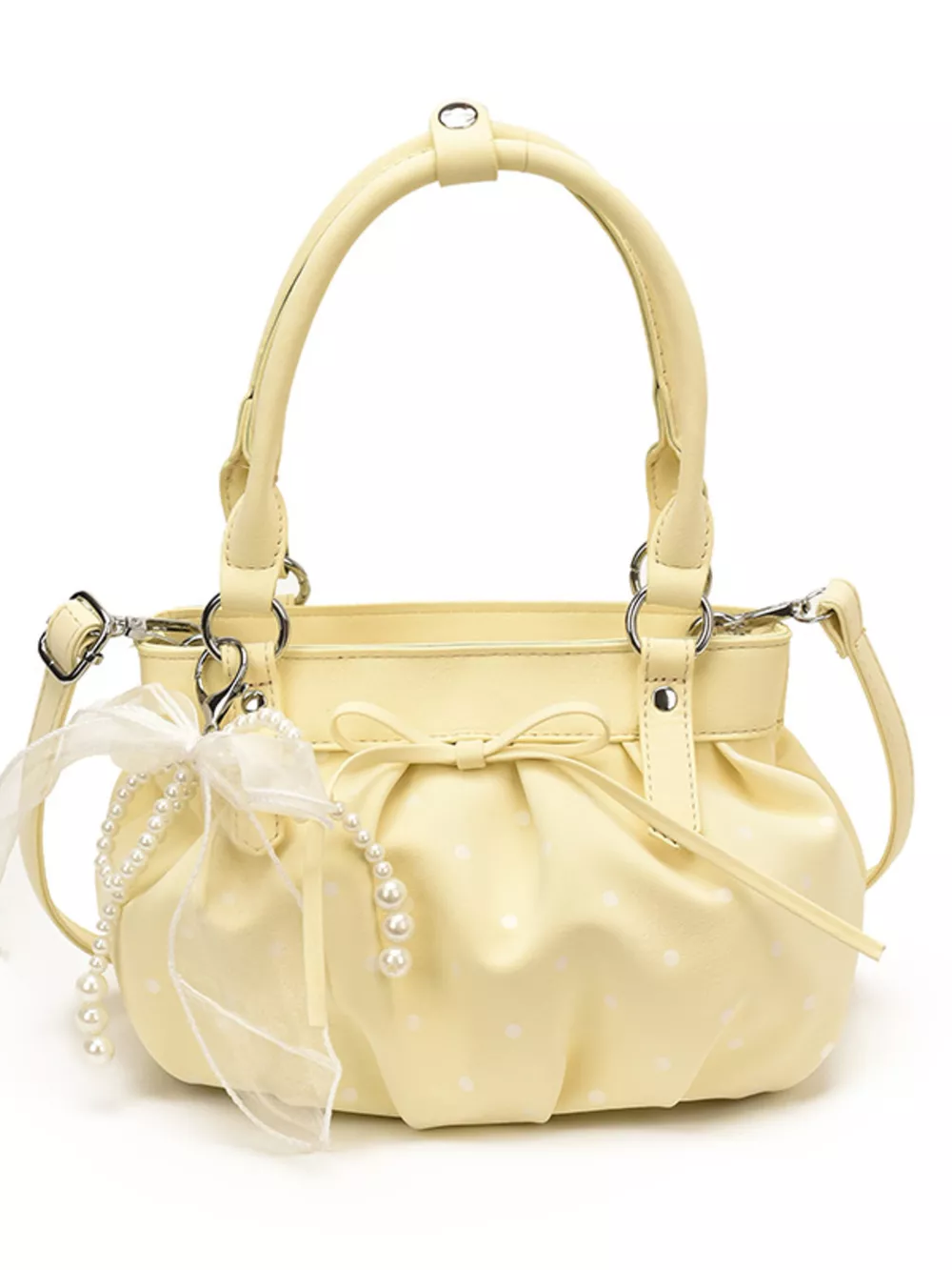 Ruched PU Leather Handbag, image 8