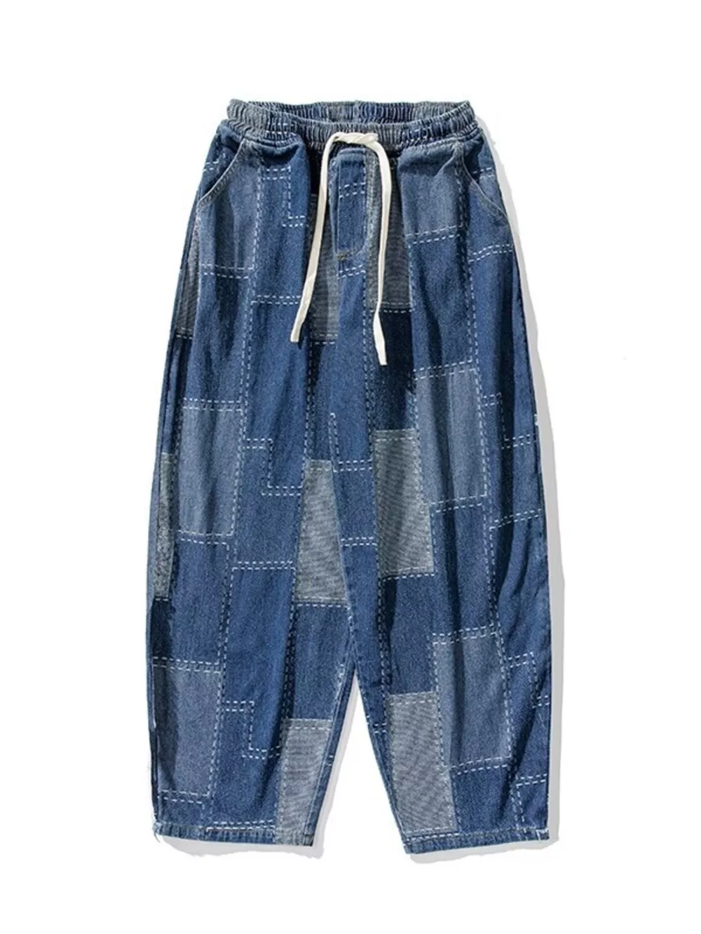 Men's Plus Size Patchwork Wide Leg Jeans, image 5