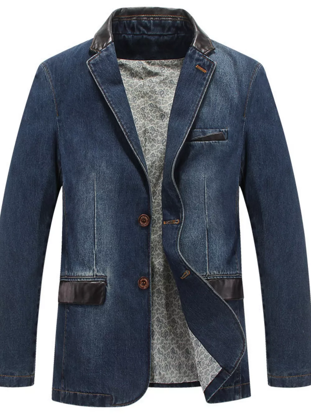 Men's Plus Size Button Up Denim Blazer