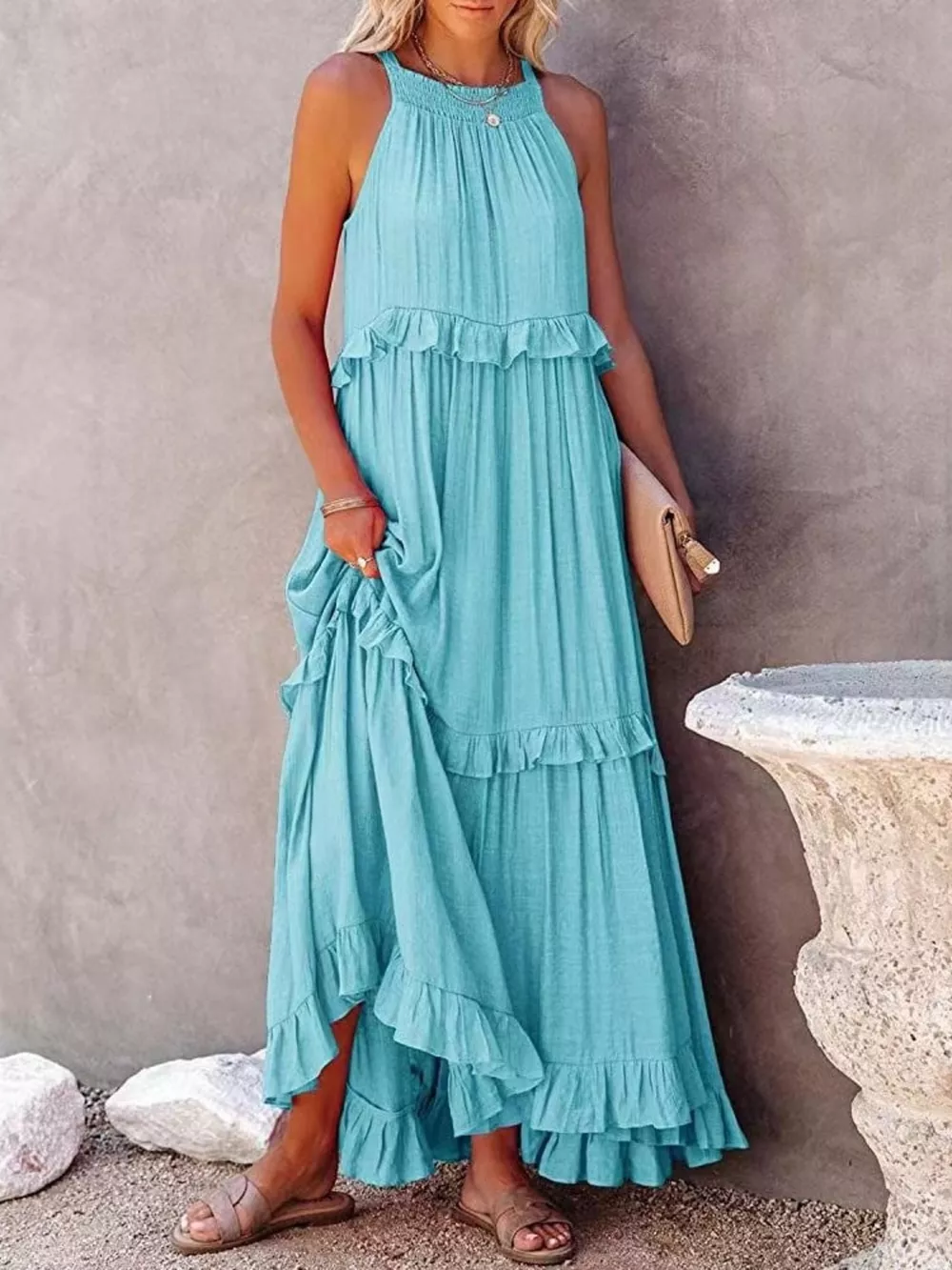 Ruffled Tiered Sleeveless Maxi Dress, image 8