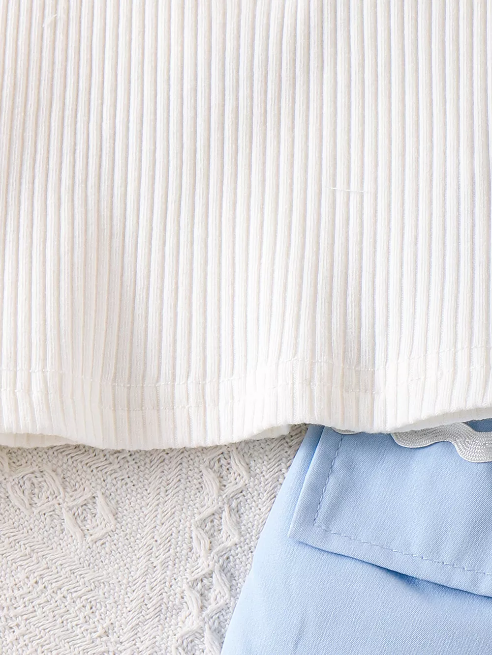 Children's Ribbed Knit Polo Top and Scalloped Pocket Shorts Set, image 8