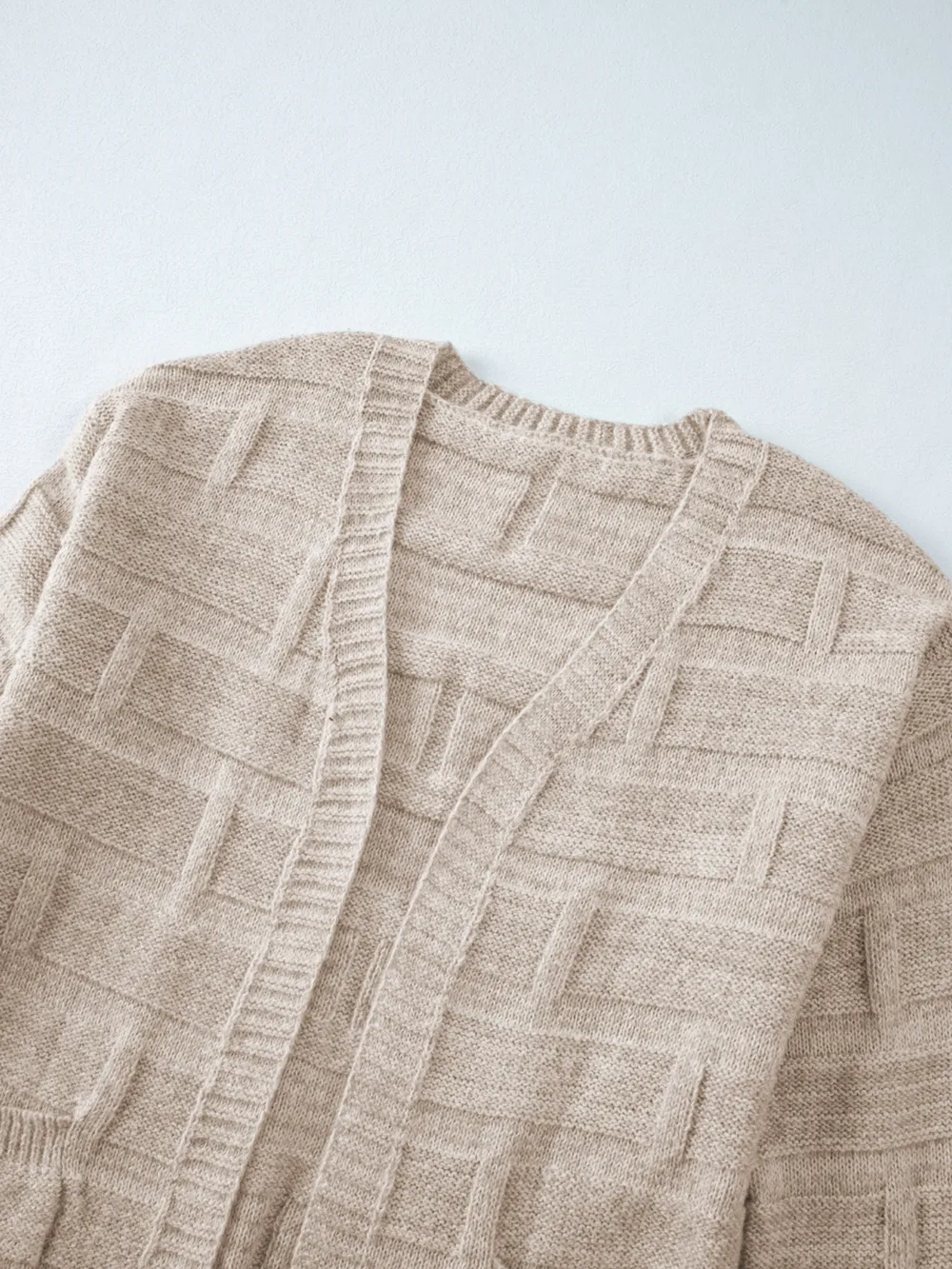 Textured Knit Open Front Cardigan with Pockets, image 13