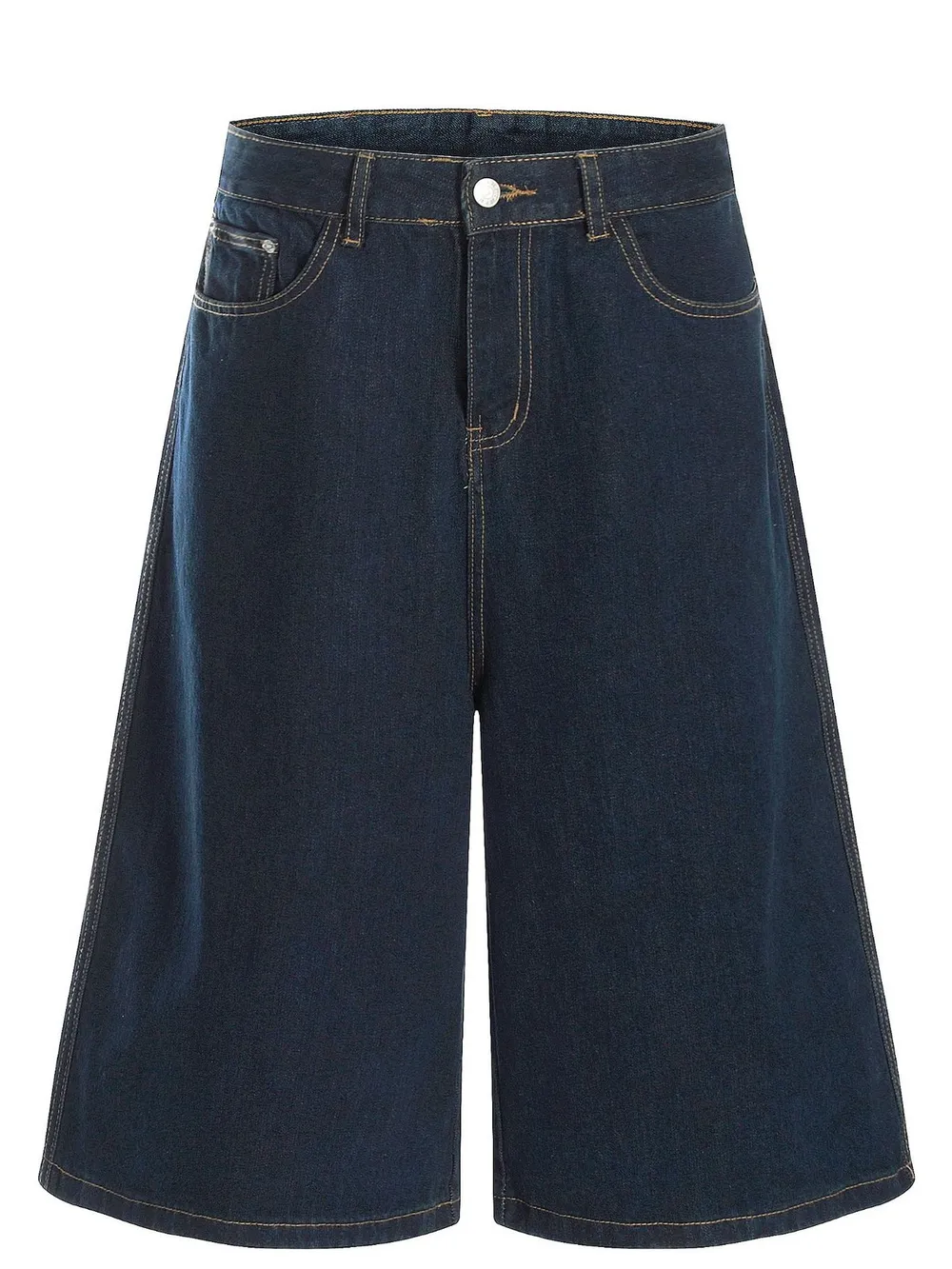 Men's Wide Leg Wash Denim Shorts, image 4